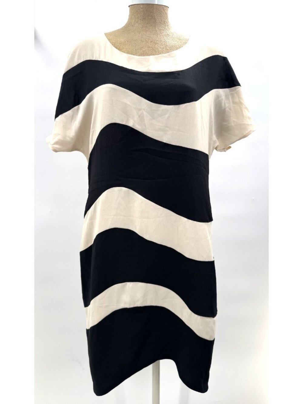 Vintage Emilio Pucci Firenze Black White Pure Silk Stripes Minimalist Dress Sz 6